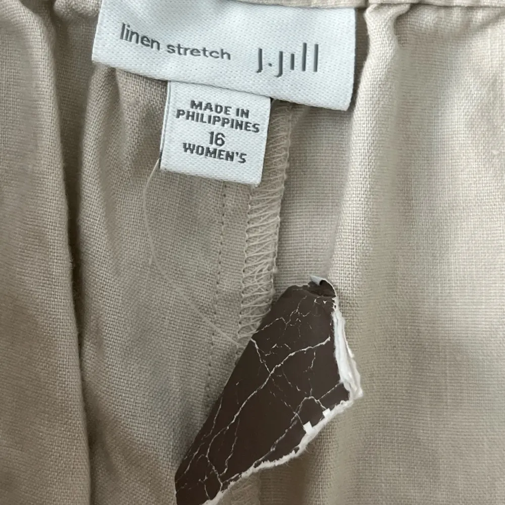 New J. Jill Linen Stretch Pull On Cropped Pants | Cream | 16 - Image 4
