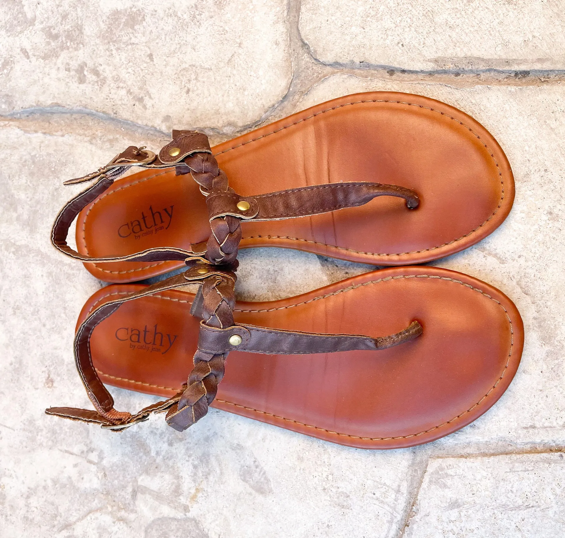 Dark Brown Braided Sandals - Image 2
