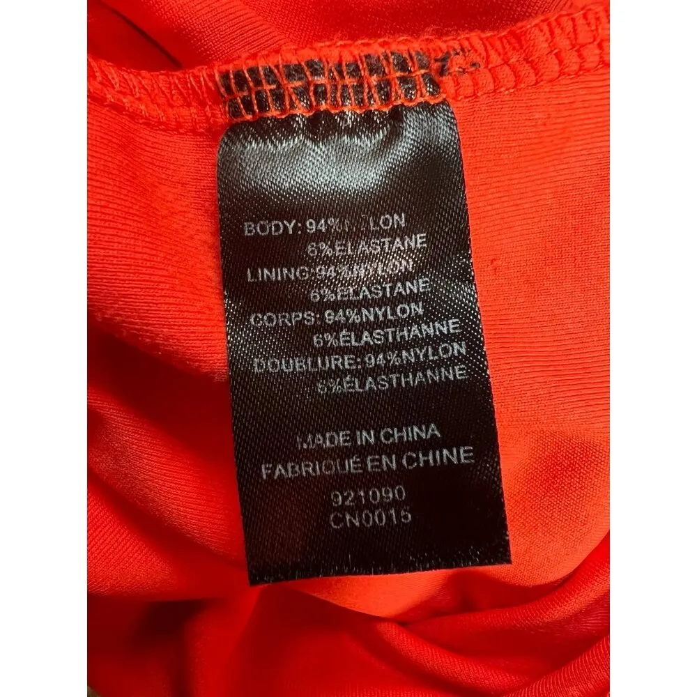 House Of Harlow 1960 Women's Orange Square Neck Cap Sleeve Bodysuit Size Small - Image 3