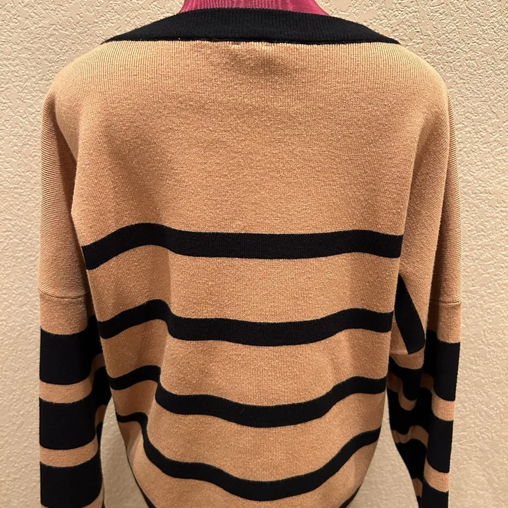 Aaeda Tan & Black Striped Sweater Size M - Image 7