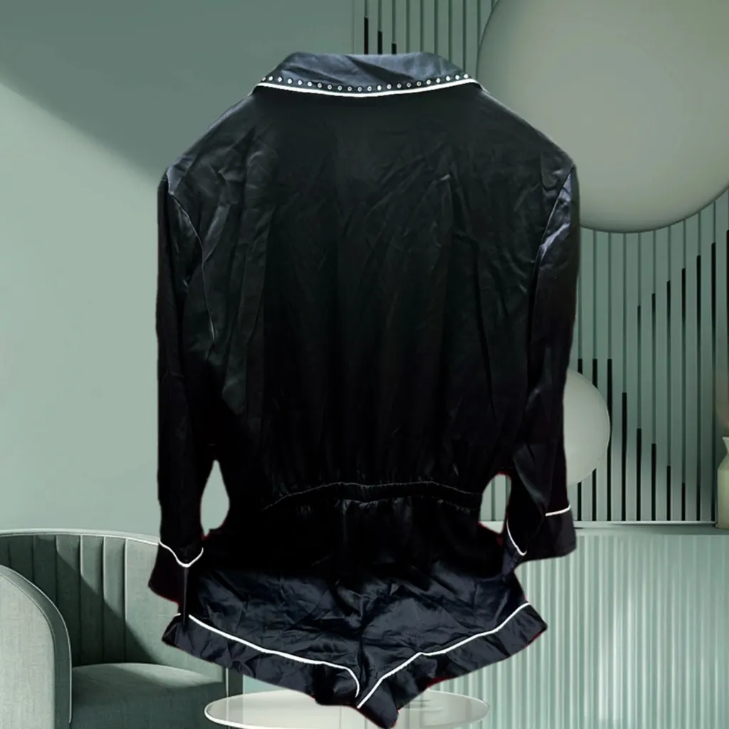 Victorias Secret Elegant Black Romper Satin size S - Image 4