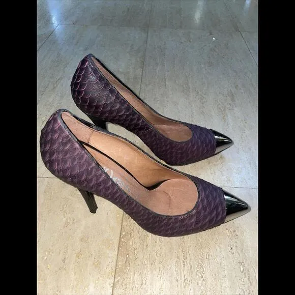 Jeffrey Campbell Ibiza‎ Last Snakeskin Texture Heels Size 9 Purple Burgundy - Image 3
