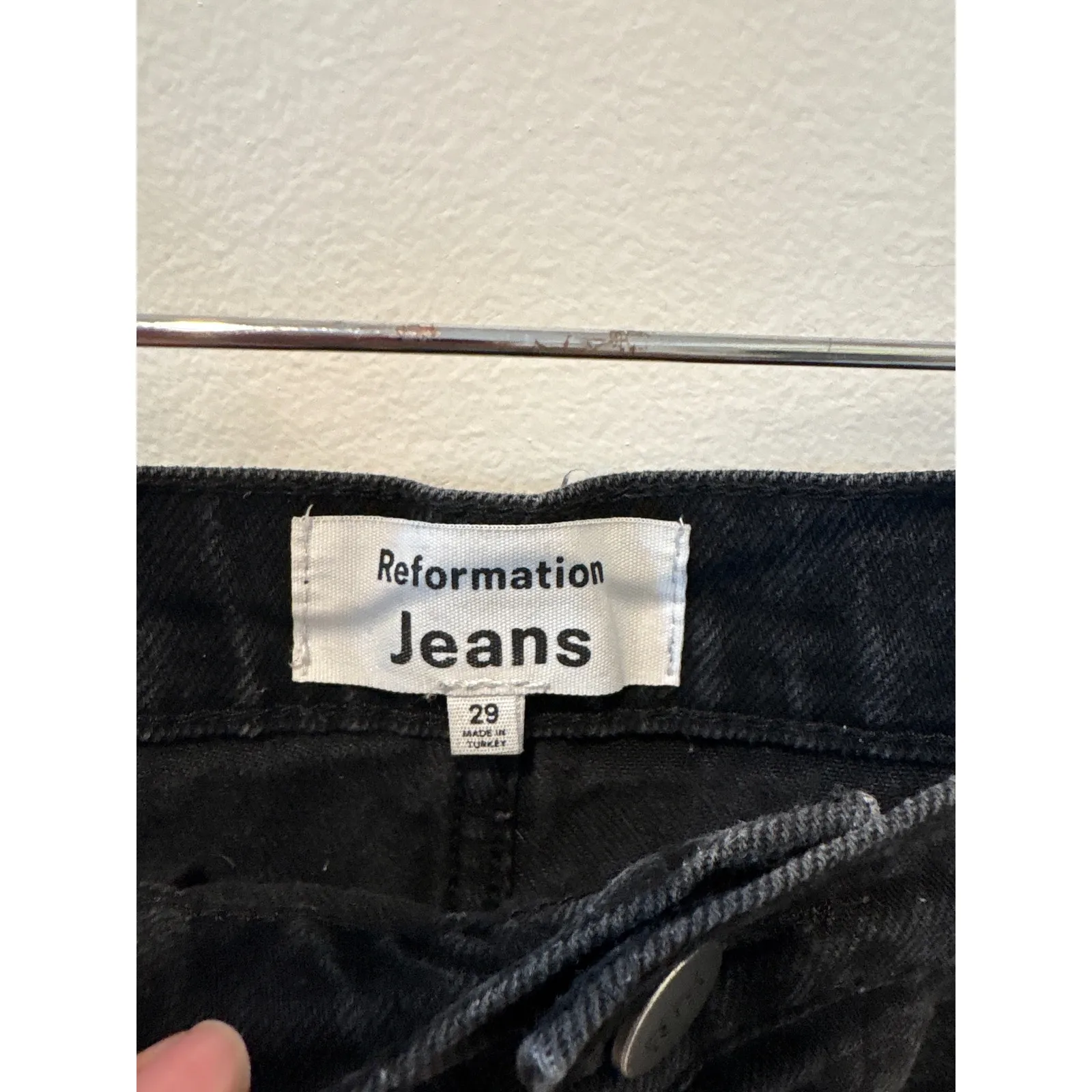 Reformation Jeans Cynthia Black High Waisted Straight Leg Denim Pants Size 29 - Image 2