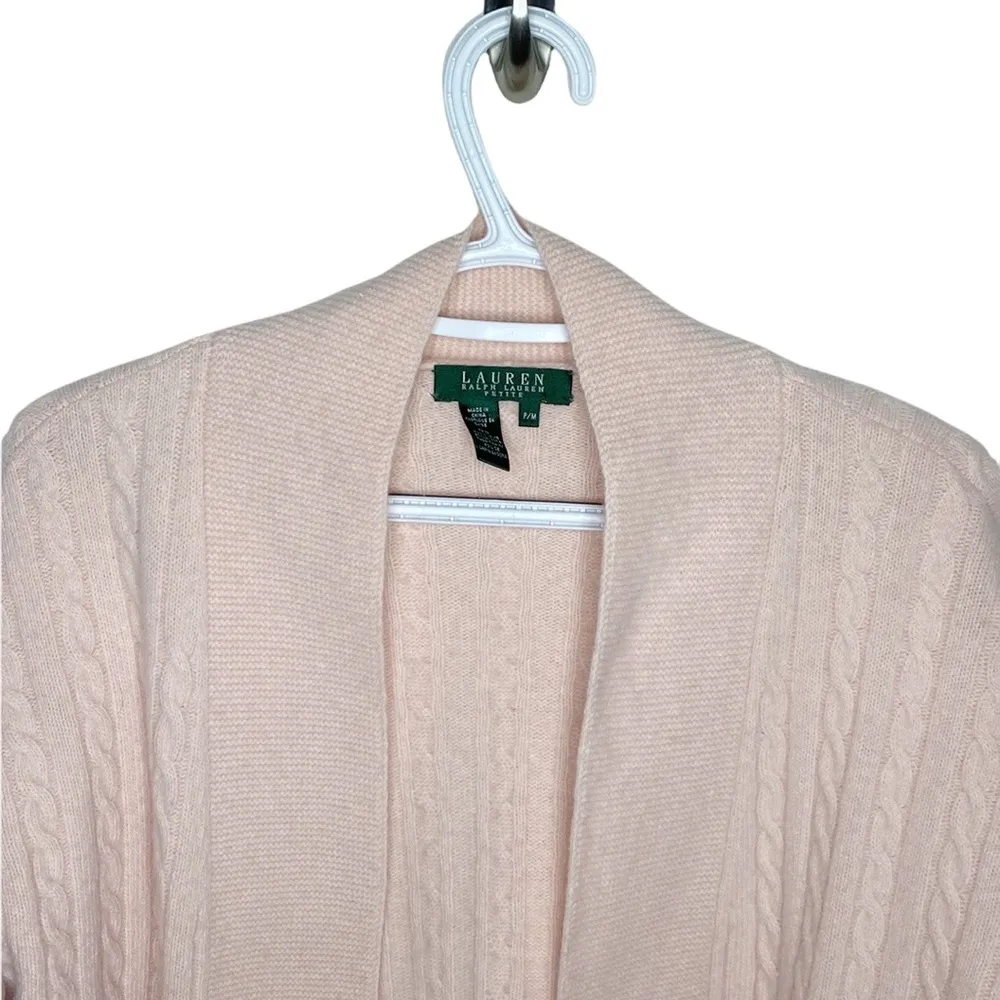 Lauren Ralph Lauren angora blend cable knit blush pink shrug size Mp - Image 3