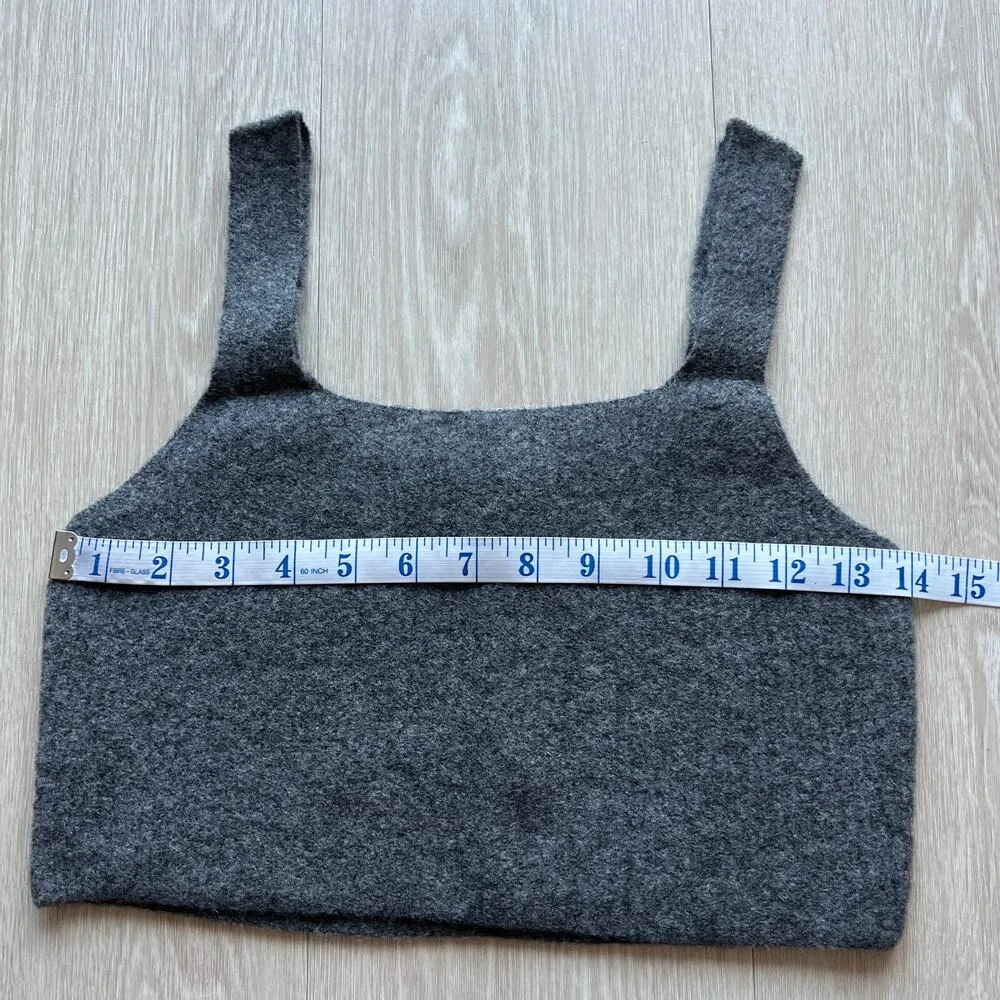 Everlane Crop Top Womens Medium Wool Blend Gray Cozy Stretchy Tank - Image 7