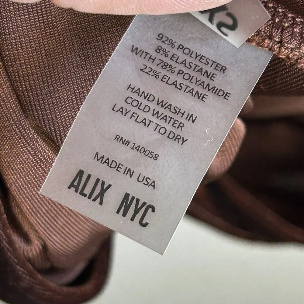 ALIX NYC Velvet Dress Womens XS Brown Off The Shoulder Bodycon Mini Santo - Image 8