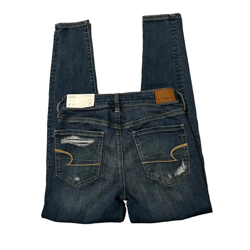 NWT, AMERICAN EAGLE Hi-Rise Jegging Super Stretch X, Slasher Blue, Sz 2 Short - Image 7