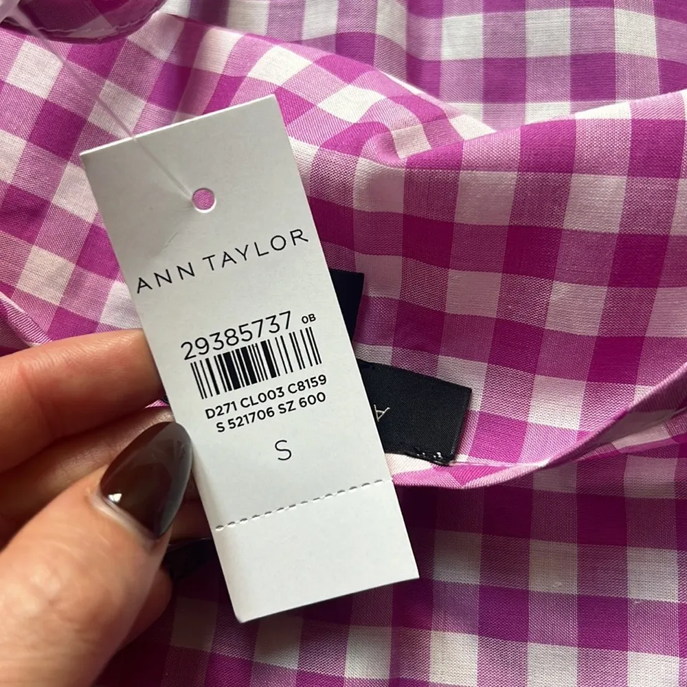 Ann Taylor Purple Plaid Blouse - Image 5