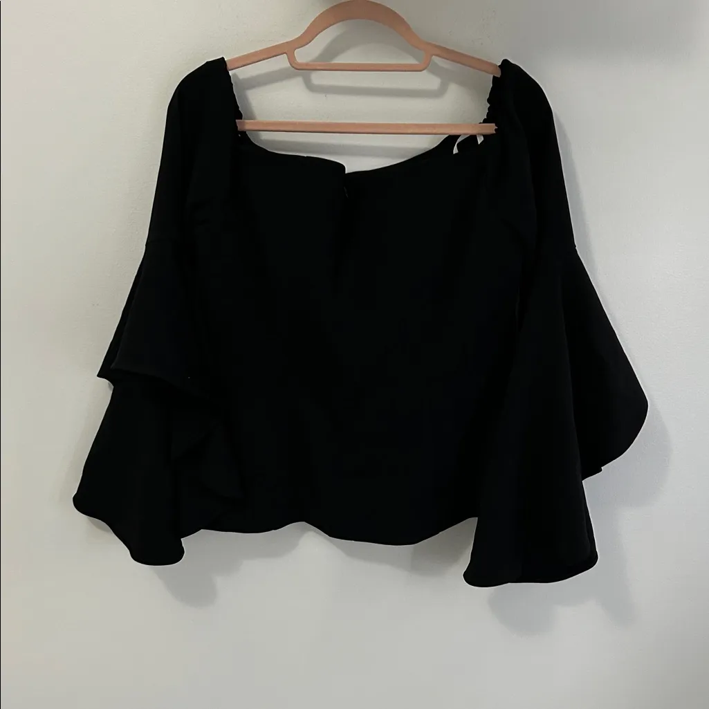 Boston Proper Black Bell Sleeve Off Shoulder Top - Image 2