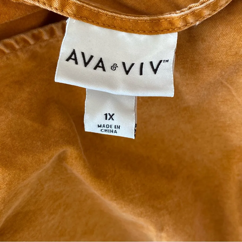 Ava & Viv Plus Size Balloon 3/4 Sleeve A-Line Dress - Mustard Size 1X - Image 7