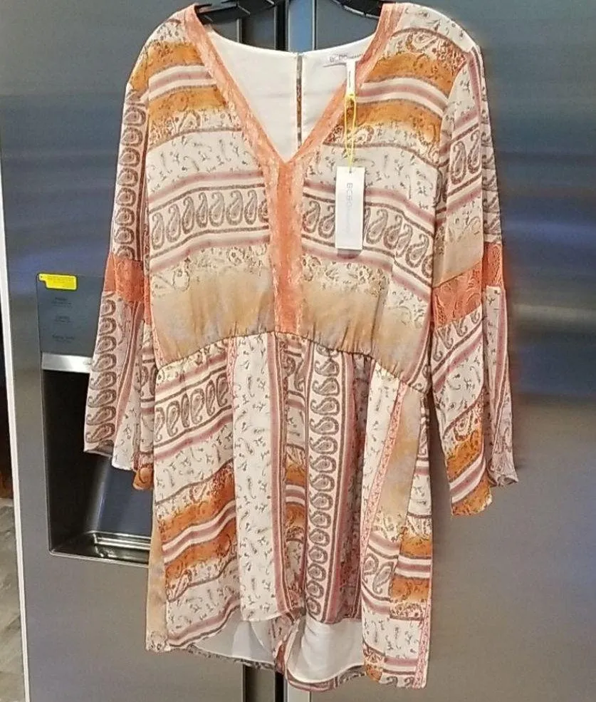 💕💕 Paisley Floral Lace-Trimmed Romper Large L NWT - Image 8