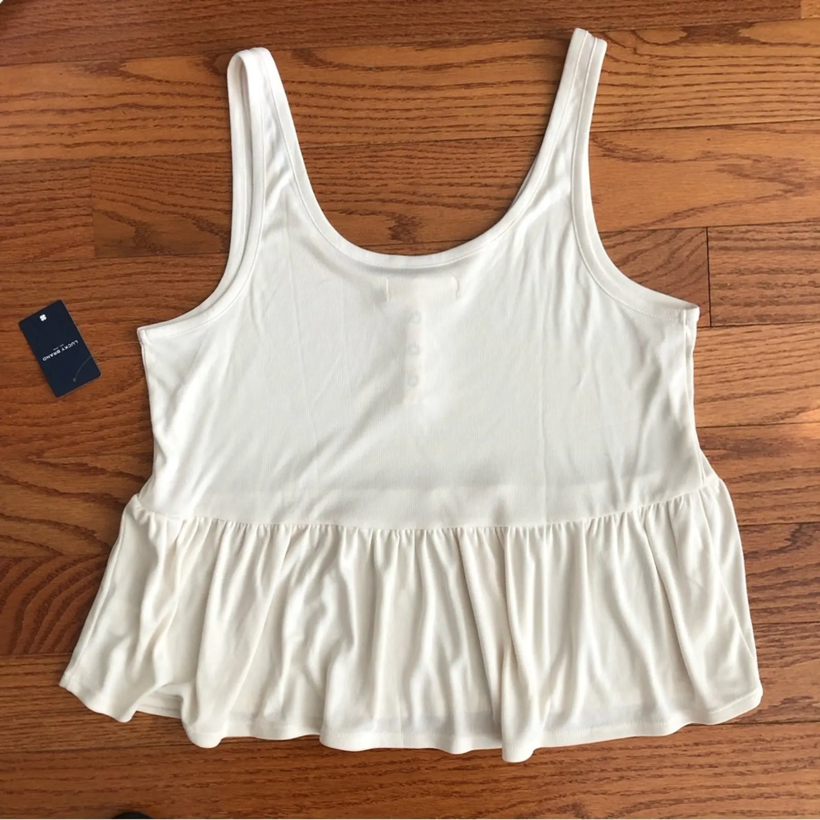 LUCKY BRAND Sandwash Rib Henley White Casual Tank Top Women’s Size M NWT - Image 6