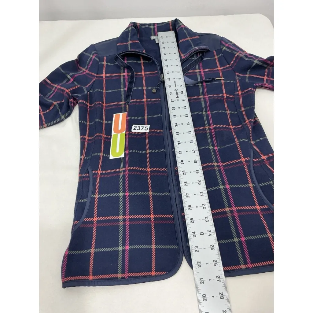 Womans T By Talbots Blue Plaid Small Stretch Zip Up Ligh Weight Jacket - Image 6