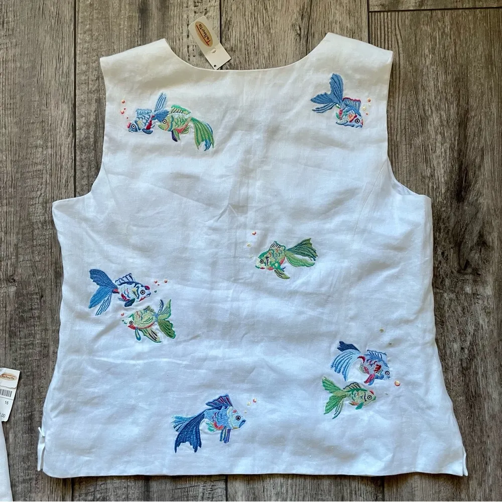 Vintage Y2K NWT Talbots linen set with goldfish - Image 10