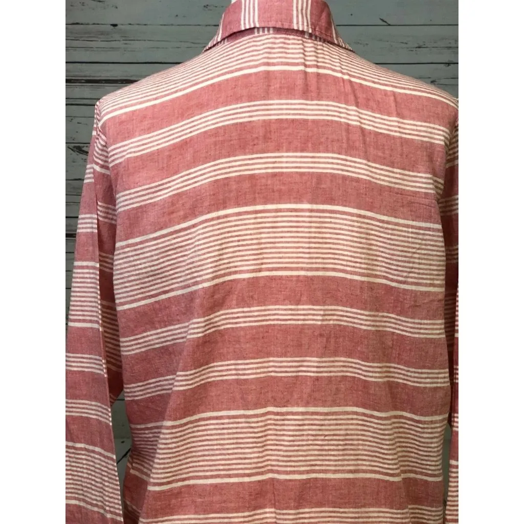 Lills Closet Boutique Medium Button Front Shirt Blouse‎ Long Sleeve Striped Red - Image 5