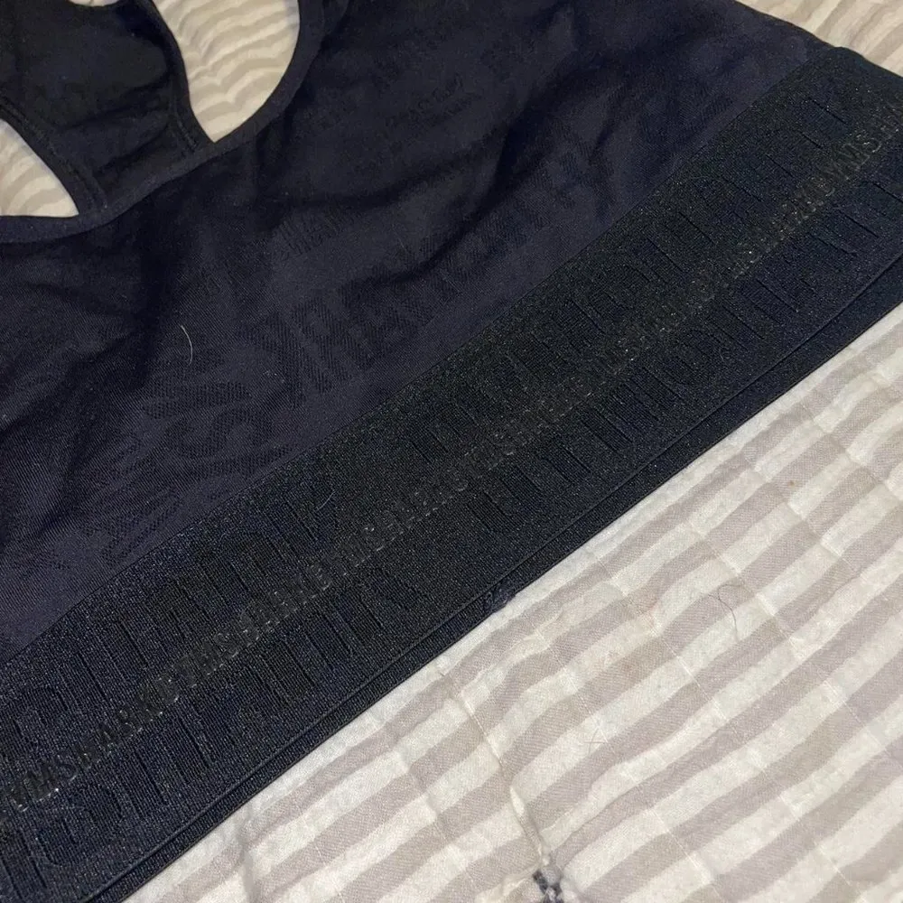 Gymshark women's black on black vision workout sports bra. - Image 3