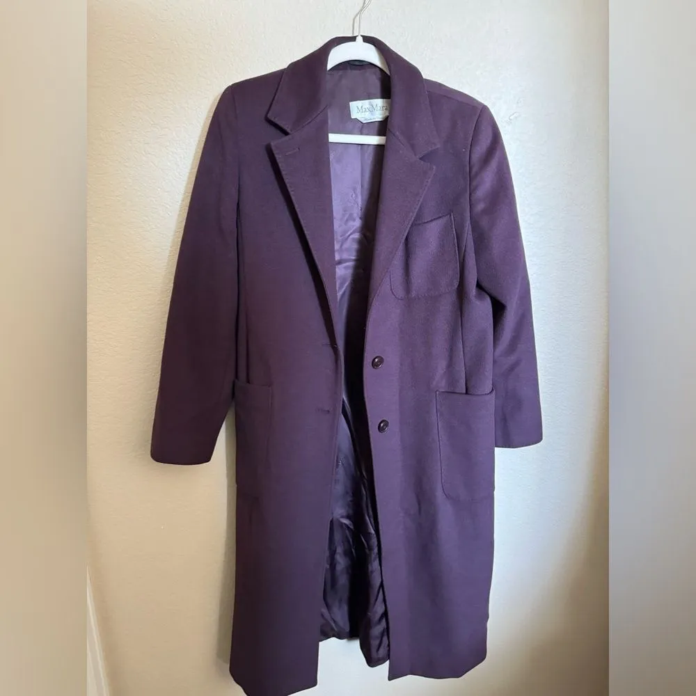 MaxMara Wool Long‎ Coat Size 38 in Purple - Image 2