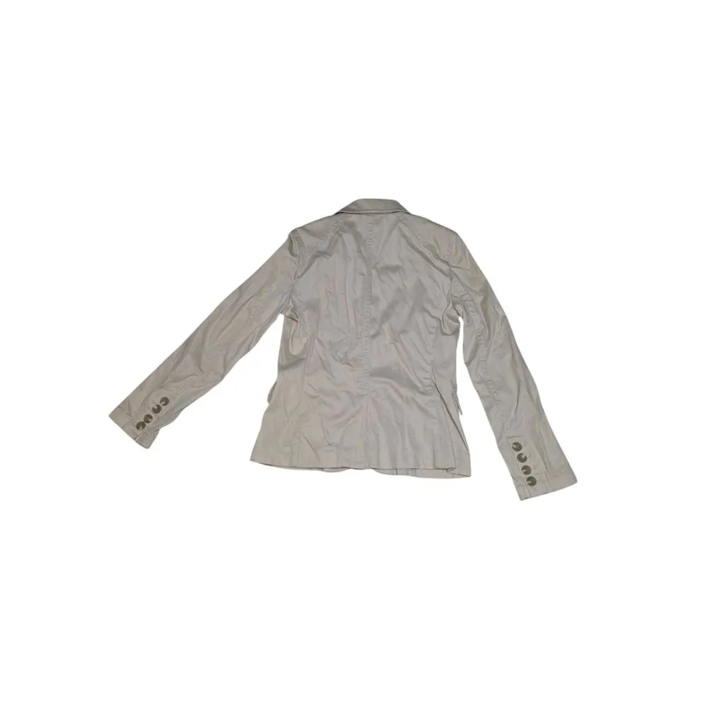 Ann Taylor Women's Career Wear Beige Khaki Stretch‎ Cotton Blazer Size 8 - Image 2