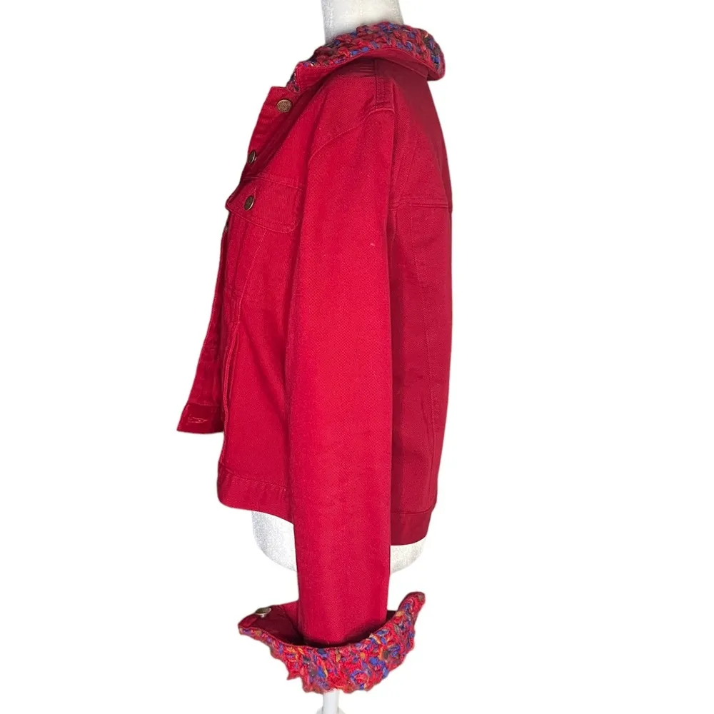 Vintage Unique Red Jacket - Knit Collars Bill Blass M - Image 2
