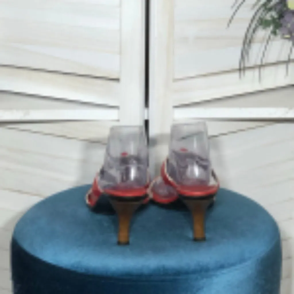 Cole Haan Kitten Heel Sandals Genuine Strappy Leather Open Toe Style Red sz 10B - Image 5