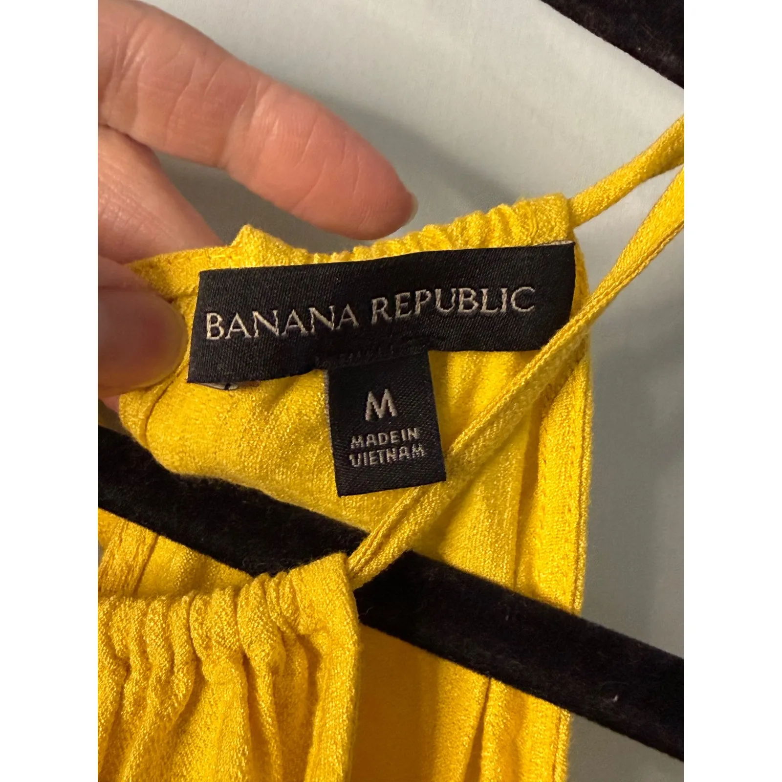 Banana Republic Yellow Maxi Dress Tie Waist Tiered Hem Sleeveless Size M - Image 6