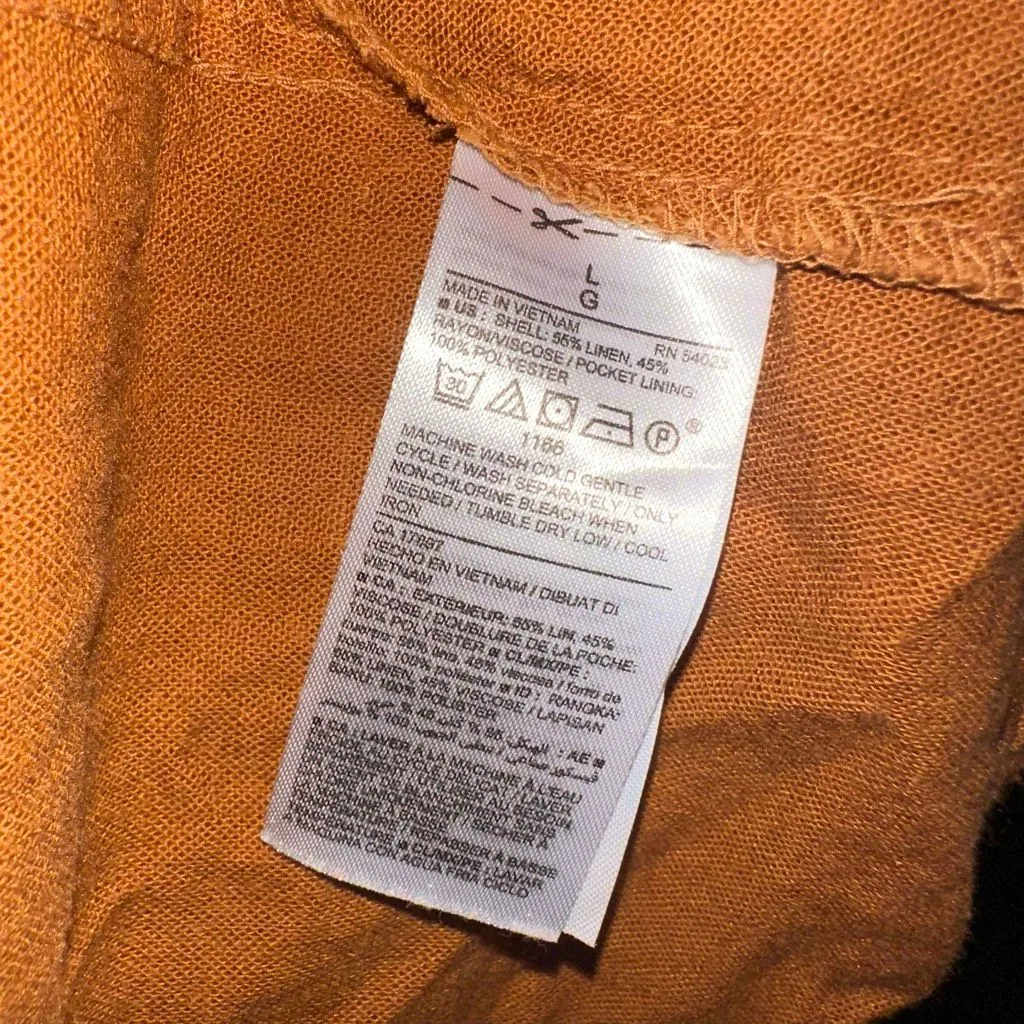 Old Navy  linen blend elevated basics minimalist L orange jacket - Image 4