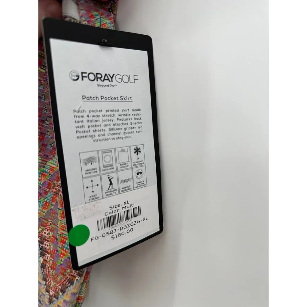 Foray Golf Skirt Women XL NWT Multi Pink Chevron Print Patch Pocket Mini Skort - Image 7