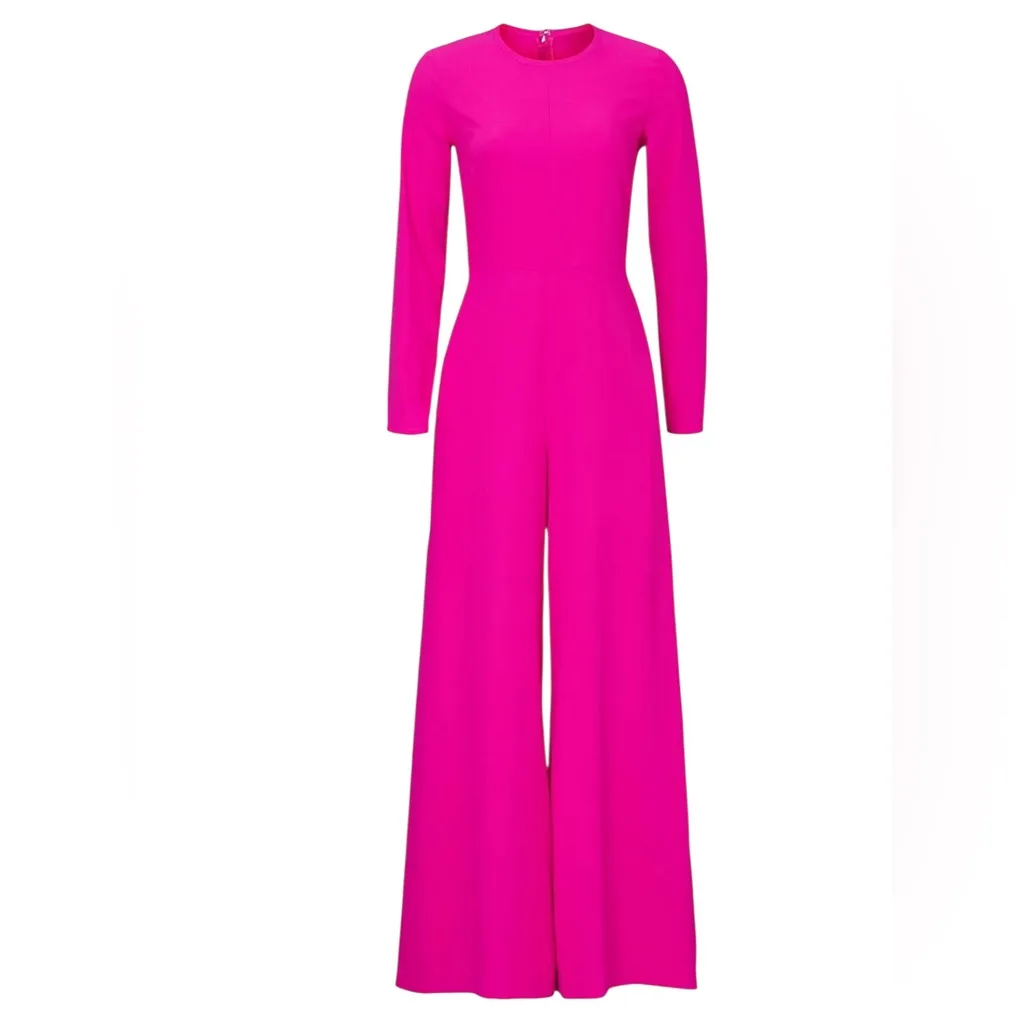 Adam Lippes Pink Jumpsuit Wide Leg Crew Neck Pockets size 6‎ Party Special Event - Image 5
