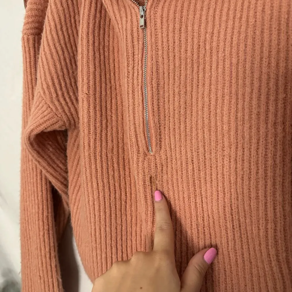 For Love & Lemons  Ryan Half Zip Cropped Sweater in Rose Size Medium - Image 7