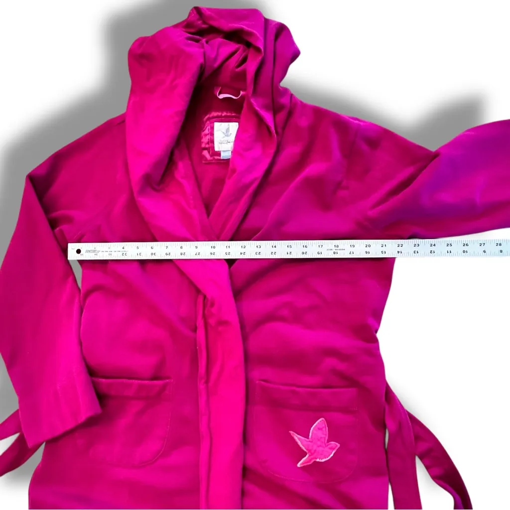 Aerie Hooded Belted Lounge Cardigan Fuchsia Pink Cotton Blend LS XL Cozy Warm - Image 7