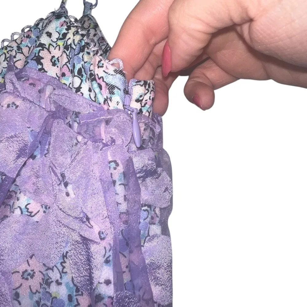 NEW NWT For Love & Lemons Villegas Bodysuit Sheer Floral Midi Dress In Purple - Image 6