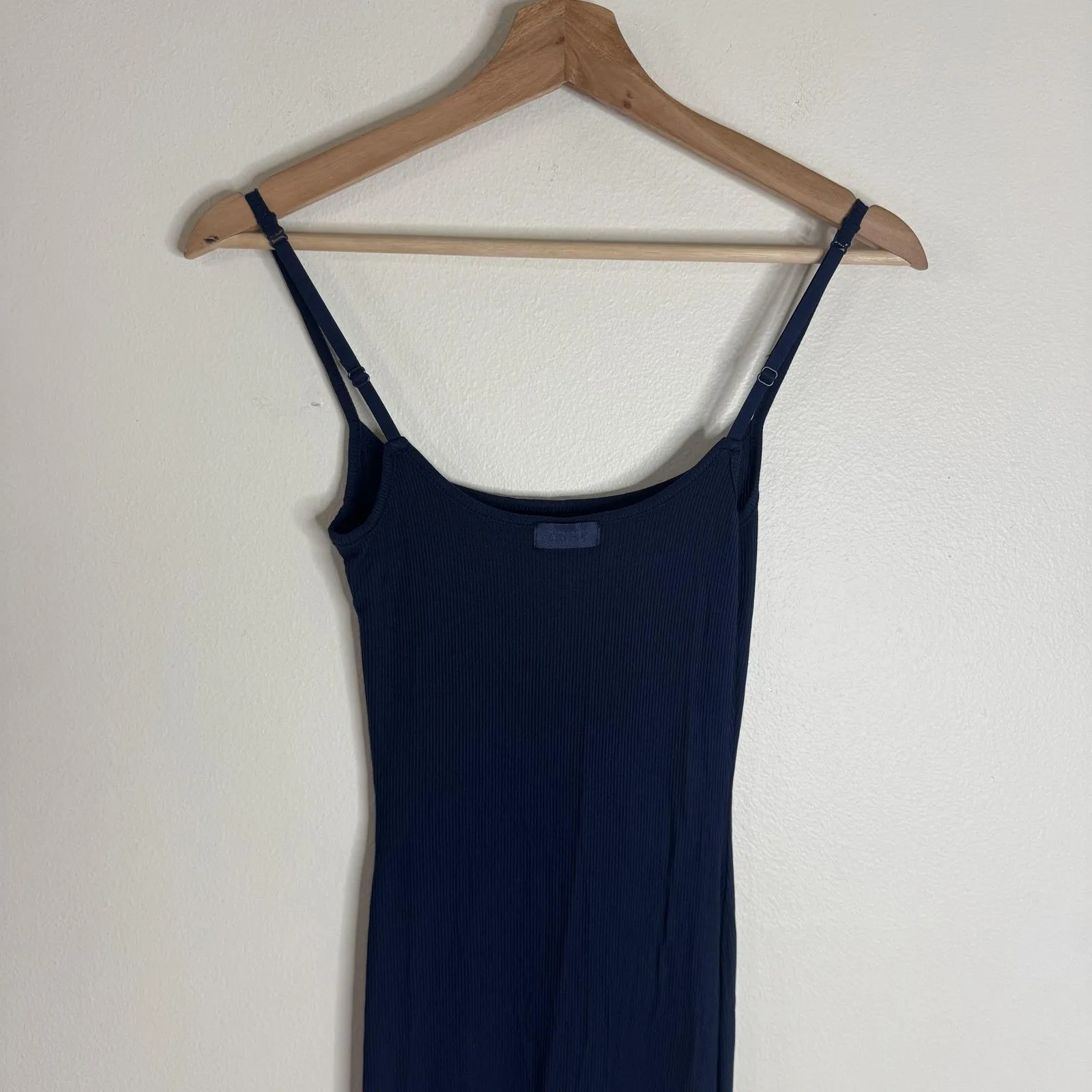 Skims Dress Womens XS Navy Soft Lounge Long Slip Ribbed Bodycon Maxi Stretch - Image 5