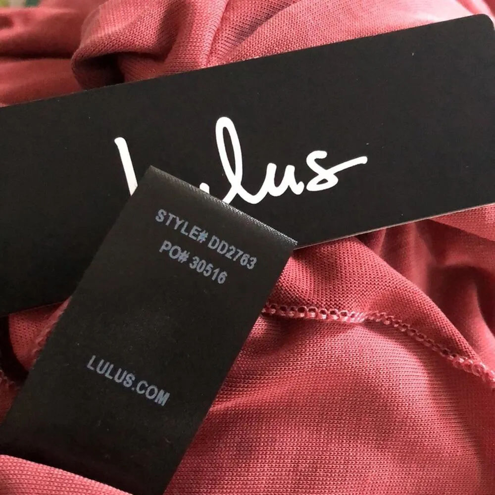 NEW Lulus Size S Dulcet Surplice Midi Dress in Rusty Rose - Image 7