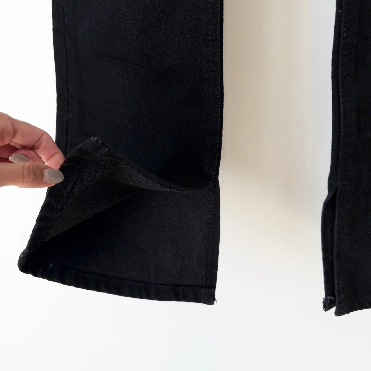 ZARA Black High Waisted Split Hem Straight Leg Denim Jeans, Size 6 US, EUC - Image 7