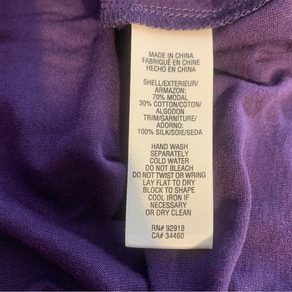 Juicy Couture Pam Gela Cold Shoulder Short Sleeve Shirt Purple Women's Medium - Image 7