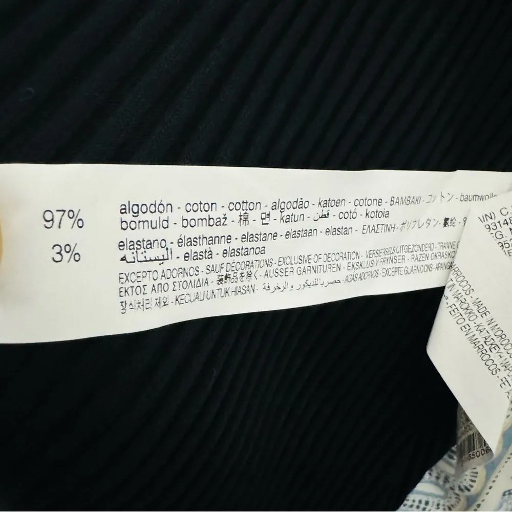 Zara Women Black Combination Turtleneck Long Sleeves Rib Tonal Appliqué Top Sz L - Image 16