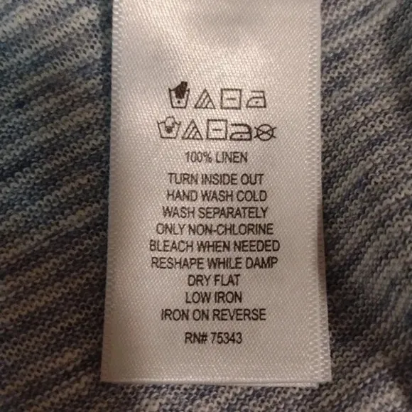 Sigrid Olsen 100% Linen Blue White Stripe Sleeveless Swing Tank Top Size Medium - Image 8