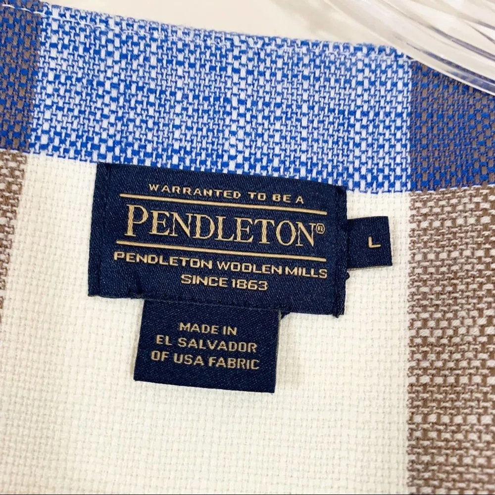 Pendleton Wool Cream/Blue/Brown Checker Open Blazer - Image 2