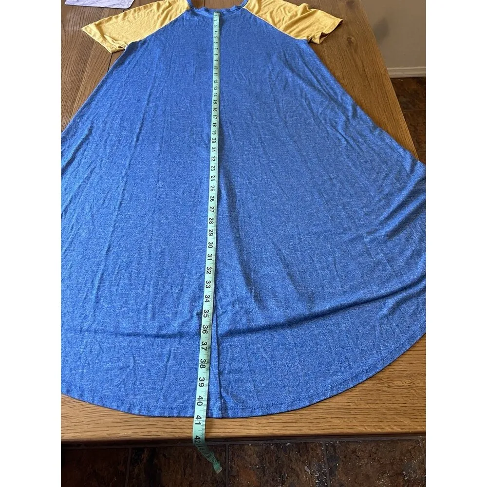 LulaRoe T Shirt Maxi Dress Hi Low Multicolor Size Medium Preppy Loungewear Beach - Image 8