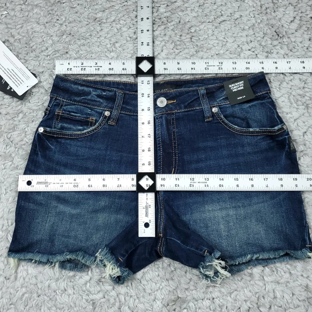 Silver Jeans Suki Curvy Fit Mid Rise Jean Shorts Size 29 x 4 Dark Wash Blue - Image 8