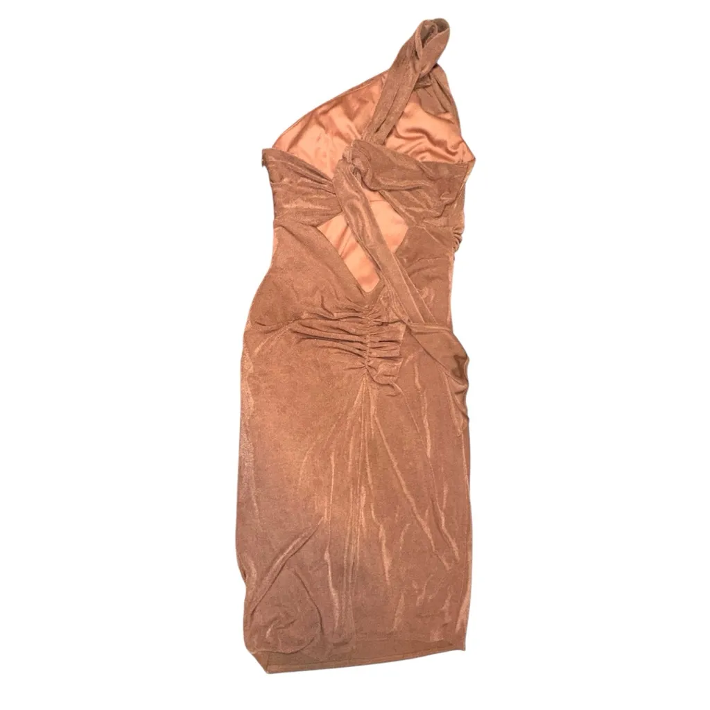 Katie May High Roller One-Shoulder Dress MEDIUM in Muted Copper - Image 4