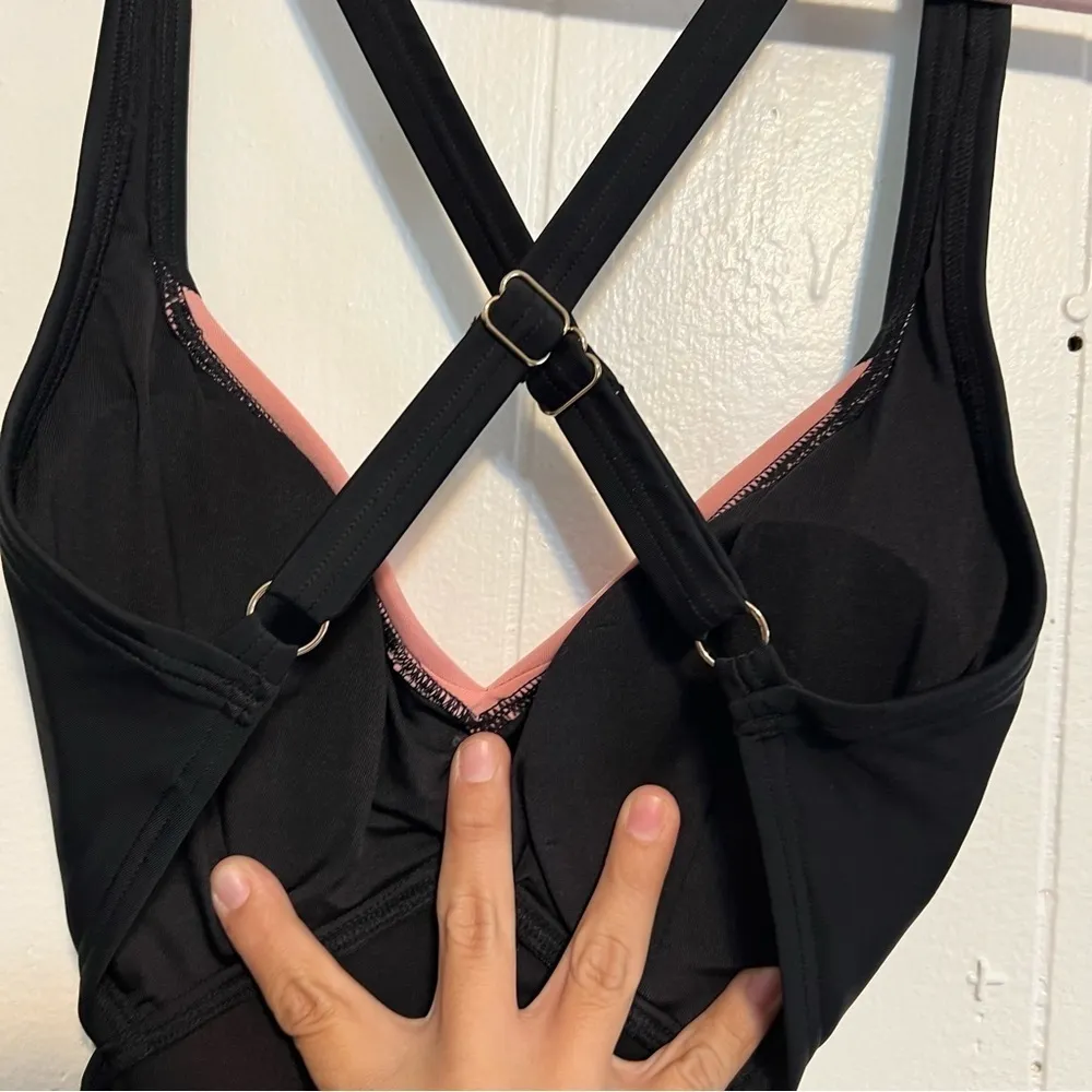 MICHAEL Michael Kors One Piece Swimsuit Bikini Open Back Pink Black Regatta 10 - Image 7