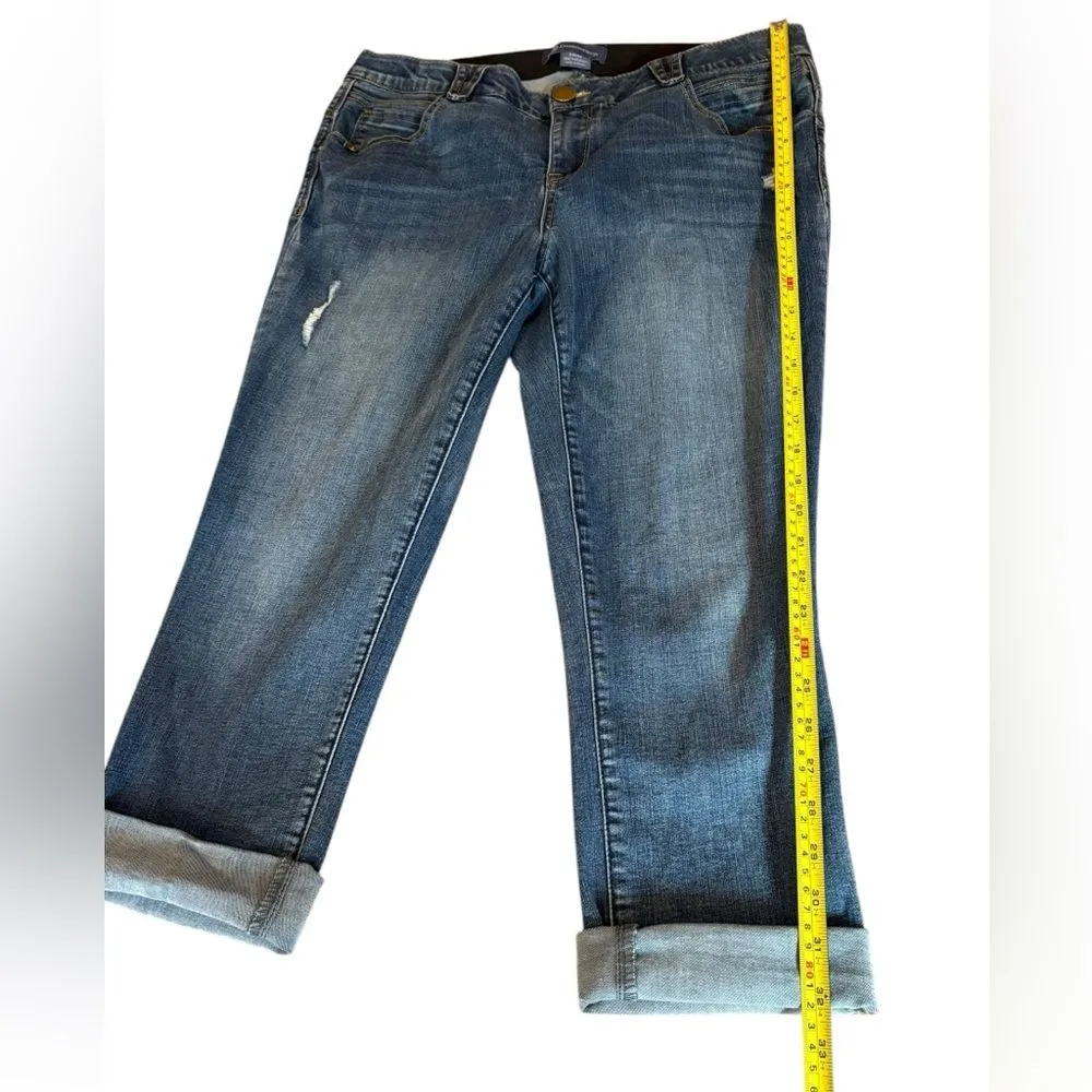 Democracy Ab solution Mid Rise Distress Detail Ankle Skimmer Jeans Womens 16W - Image 12