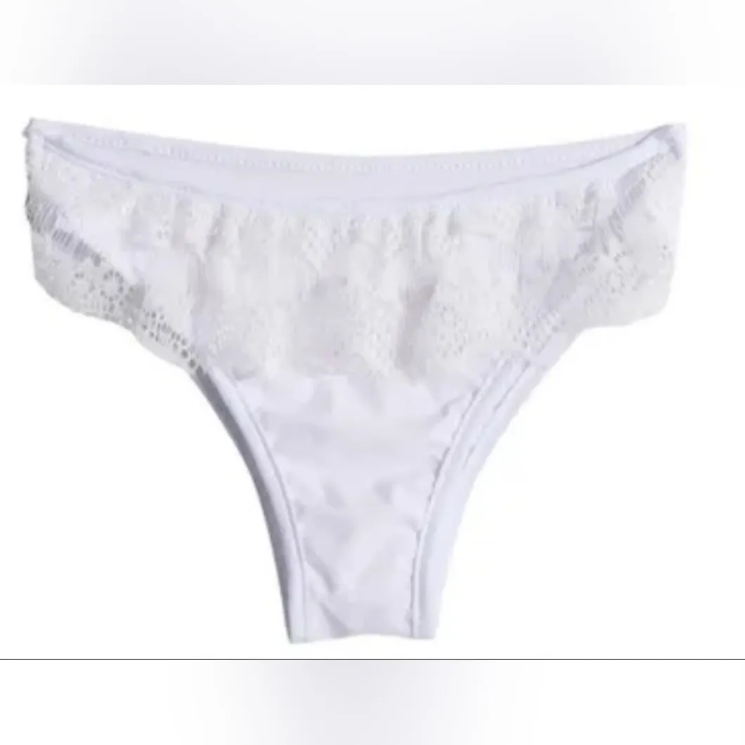 NWOT White Lace Bikini Bandeau Top & Bottom Set Medium - Image 3