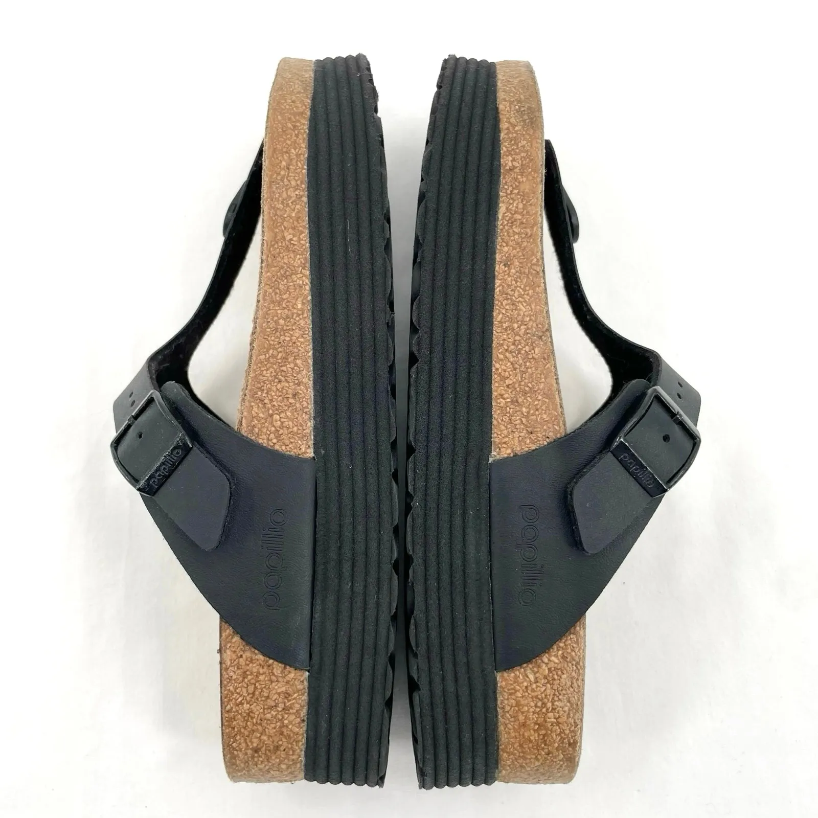 Birkenstock Gizeh Black Platform Thong Sandals Vegan Leather Papillio Size 38 - Image 4