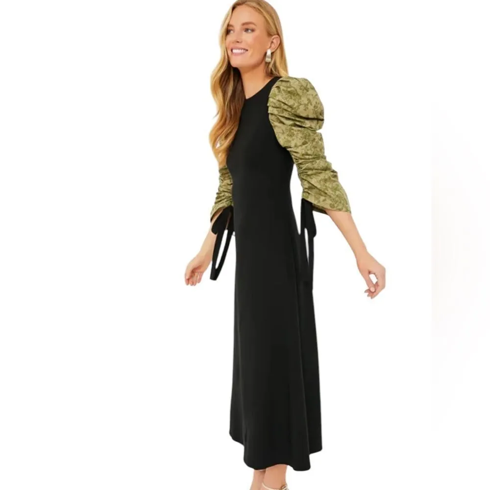 Tuckernuck HYACINTH HOUSE Black Juliet Maxi Dress with Green Printed Sleeves XS - Image 2
