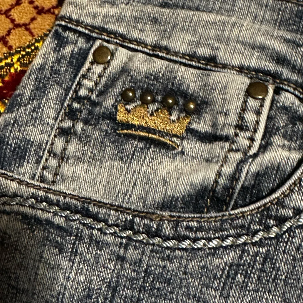 90s vintage gaucho capri wide leg jeans size 13 low rise Blue - Image 6