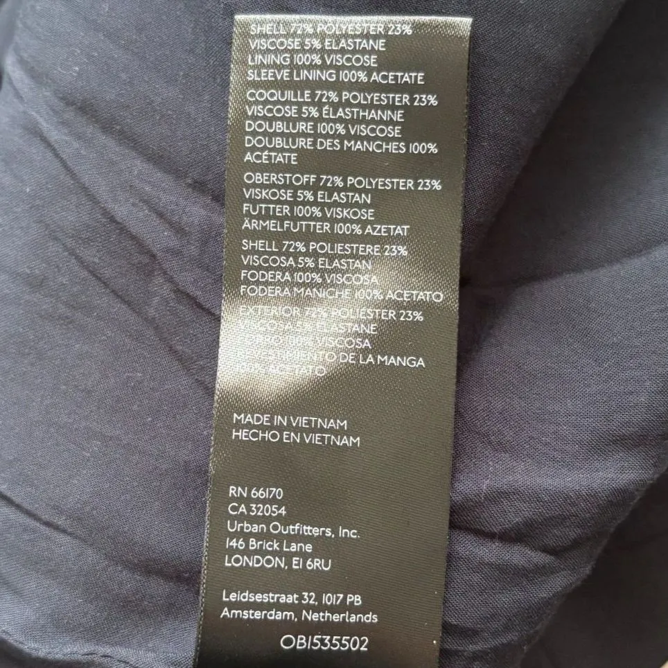 NWT By Anthropologie Tie Waist Blazer‎ Mini Dress Black Cutout Corpcore Size 16 - Image 7