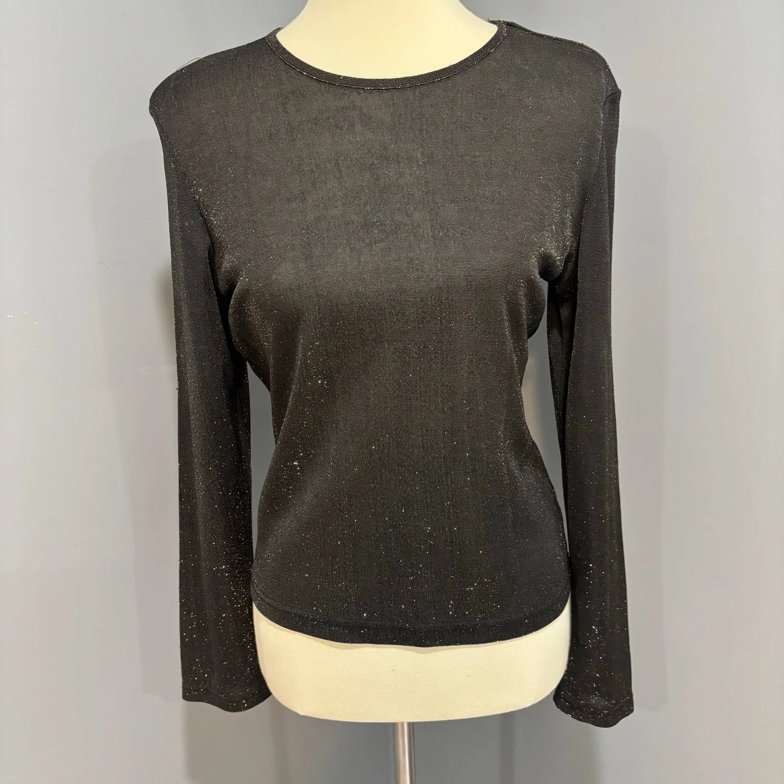 Black and gold semi-sheer sparkle top going out NYE holidays bling party, Size M - Image 3