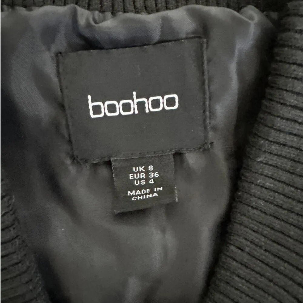 Boohoo - Faux Leather Pocket Detail Bomber Jacket in Black - Image 2